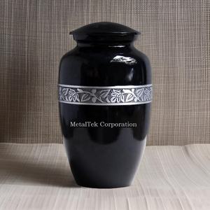 Urne de crémation adulte en métal massif noir Antique Style américain mémorial cendres souvenir bas prix en gros urne funéraire pour l'enterrement - Product Image 1