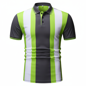 Camiseta Polo a Rayas para Hombre, Corte Ajustado, Manga Corta, Diseño de Golf, Impresión Digital 3D, Proveedor OEM, Camisetas Polo Casuales de Verano - Product Image 4