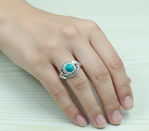 Natural Turquoise Gemstone 925 Sterling Silver <b>Ring</b> Handmade Boho Vintage <b>Statement</b> <b>Ring</b> Wholesale Jewelry Supplier Women Her - Product Image 2