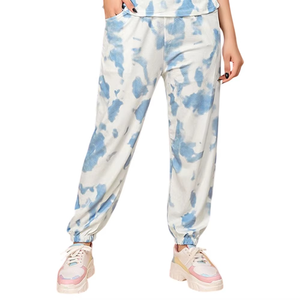 Conjunto Deportivo Tie Dye para Mujer, Manga Corta, Cuello Redondo, Corte Holgado, Pantalones Largos, Bolsillos Laterales, Cintura Elástica, Ropa Casual de Verano - Product Image 5