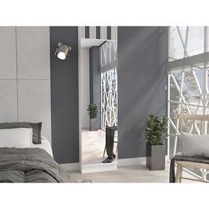 Armadio Leto XL bianco a porta singola con cinque ripiani interni e scarpiera con specchio - Product Image 1