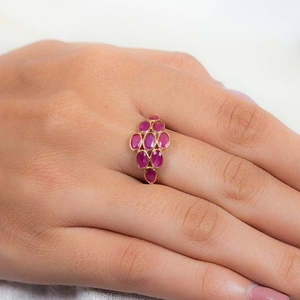 18K Gold Plated Ruby Inlay <b>Ring</b> with CZ Accents-6mm <b>Finger</b> <b>Ring</b> - Product Image 1