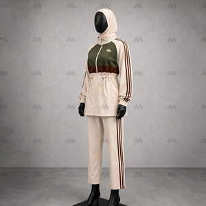 Ensemble de sport modeste 2 pièces pour femme, haut à col montant et manches longues, jupe longue, décontracté, respirant, hiver-été, élégant, OEM - Product Image 6