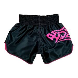 Shorts MMA GRACE COLLECTION pour femme, noir, polyester/nylon, teint en pièce, 220g, logo rose, taille élastique, coupe classique, vêtements d'arts martiaux - Product Image 5