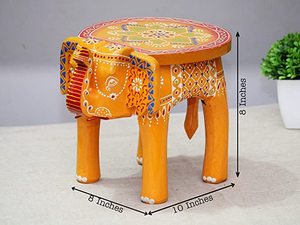 Tabouret rond en bois éco-responsable fait main, design minimaliste de couleur jaune, multifonctionnel, pour le salon, décoration de la maison, Stool06 - Product Image 3