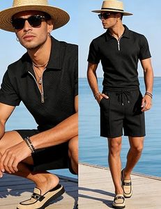 Men Summer <b>Knitted</b> Embroidered 100% Cotton Quick Dry Short Sleeve Custom Logo Joggers Suits <b>Set</b> Shirt and Short <b>Set</b> - Product Image 5
