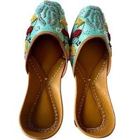 Chaussures Khussa pakistanaises Punjabi légères en cuir véritable faites à la main avec perles, plates, antidérapantes, confortables et tendance pour femmes