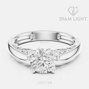 Bague de fiançailles en or blanc 14 carats avec diamant de laboratoire de 1,00 carat, couleur F+, clarté VS+, pavé rond, bague de fiançailles et de mariage certifiée IGI - Product Image 1