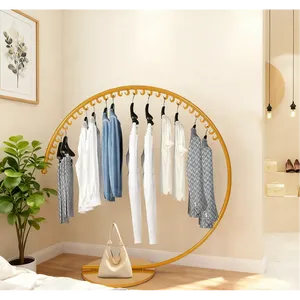 Minimalist Round Metal Clothing <b>Rack</b> with Rotating Design for Dresses Standing Type Space Saving Organizer 100x70CM - Product Image 3