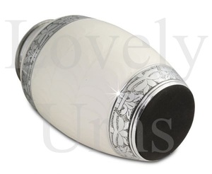 White Floral Adult Brass Urn Decorative Cremation Container <b>Memorial</b> <b>Keepsake</b> Elegant Home Decor Funeral Accessories Durable - Product Image 2