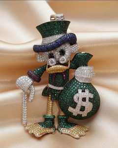 จี้เพชรโมอิสซาไนต์ VVS หลากสี รูปตัวละคร McDuck ชื่อดัง ชุบทองคำแท้ ประดับเพชรหรูหรา สไตล์โบราณ เงินแท้ 925 - Product Image 1