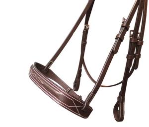Bridon en cuir de haute qualité avec surpiqûres décoratives, réglable, style anglais, pour l'équitation, l'entraînement et la compétition FAB - Product Image 2