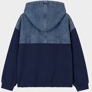 Hoodie en jean pour homme de qualité supérieure avec poche kangourou - Product Image 2