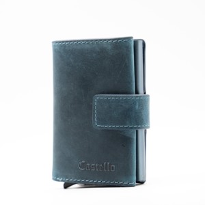 High Quality Castello <b>Men's</b> Slim Smart <b>Wallet</b> Vintage Crazy Horse Leather RFID Aluminum Card Case New Release - Product Image 1