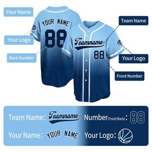 Wholesale Custom Adult Softball & Baseball Jerseys 100% Polyester Printed Breathable Moisture-Wicking Customizable Team Jerseys - Product Image 2