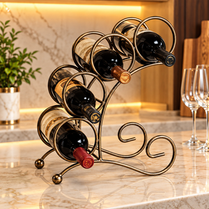 Estante Vertical para Botellas de Vino con Capacidad para 5 Botellas, con Soportes Circulares Individuales para Barra de Bar, Bodega, Cocina y Restaurante - Product Image 6