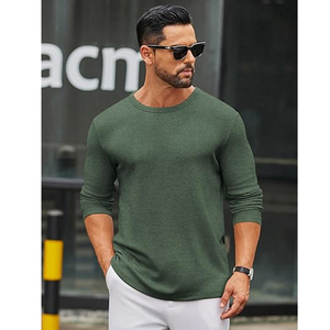 Camiseta de Manga Larga de Algodón Personalizada para Hombre, Cuello Redondo, Básica, Lisa, Proveedor al por Mayor OEM ODM - Product Image 3