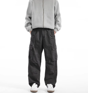 Pantalones Cargo de Hombre, Nueva Tendencia, Alta Calidad, Multibolsillos, Holgados, Casuales, Estilo Urbano, Pierna Ancha, Rectos, Color Sólido - Product Image 1