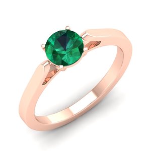 Anillo REYES con Gema de Esmeralda de Corte Redondo de 1 Quilate en Plata de Ley 925, Certificado GRA, Moissanita, Anillo de Piedra de Nacimiento, Joyería Fina - Product Image 5