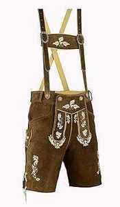 Traje Tradicional Europeo para el Oktoberfest, Pantalones Cortos Rojos de Lederhosen, Conjunto de Camisa Bávara Trachten, Tallas 46 a 60 - Product Image 4