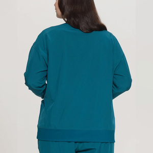 Chaqueta Sanitaria Azul Verdoso para Mujer, de Poliéster Tejido, con Cremallera Completa, Uniforme Hospitalario con Bolsillos y Detección de Agujas - Product Image 2