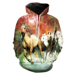 Conjunto de sudadera informal para hombre, novedad de 2025, 3D Sudadera con capucha con estampado de Otoño de caballo de Animal, ajuste holgado y elegante - Product Image 5