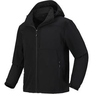 Veste softshell à capuche bleu marine pour homme, fermeture éclair, coupe-vent, pour les voyages en plein air, la chasse, les voyages, en polyester - Product Image 4