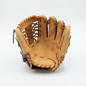 Leather Baseball Glove H-Web Right-Handed Full Finger Adjustable Wrist <b>Strap</b> Outfield Adult Hook And Loop Closure Non-Slip - Product Image 1