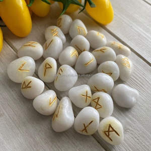 Juegos de Runas de ágata blanca Natural de 25 piezas de la mejor calidad, gran oferta, piedras caídas talladas, artesanías de piedra semipreciosa para curar - Product Image 3