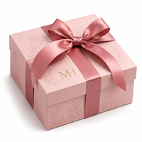 Boîte cadeau rigide rose personnalisée avec ruban, emballage en papier de luxe pour bijoux, cosmétiques, cadeaux de Noël