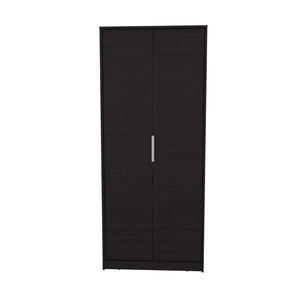 Armadio Moderno Autoportante Wenden Nero con Doppia Porta, Asta Appendiabiti e Ripiani Interni - Product Image 6