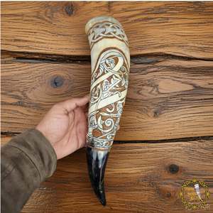 Natural Horn Viking Horn Elegant Viking Themed Hand Carved <b>Drinking</b> Horn Authentic Ox Horn Viking At Best Price by UO INDIA - Product Image 3