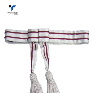 Trendle Cotton West Sash With Tassels <b>Red</b> And White Striped For <b>Costume</b> Accessory - Product Image 6