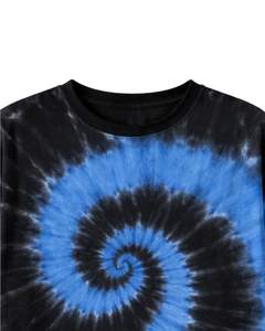 เสื้อยืดสีน้ำเงินดำลายมัดย้อมแบบสไปรัลสำหรับผู้ชาย ผ้าฝ้ายลำลอง สตรีทแวร์ คอกลม แขนสั้น แฟชั่นฤดูร้อน - Product Image 5