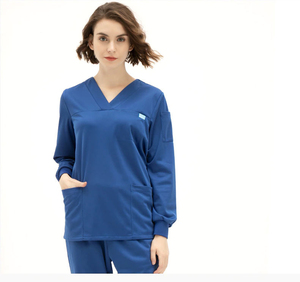 Hot Sale Women's Doctor Uniforms Medical <b>Nursing</b> Scrubs Spandex/Polyester Knitted Fabric Seamless Fusing Clinic Scrub Sets Short - Product Image 6