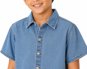 Boys Light Blue Denim <b>Shirt</b> <b>Half</b> Sleeve Casual <b>Shirt</b> Kids <b>Button</b> Down <b>Shirt</b> Soft Cotton Denim Top Stylish Boy Summer <b>Shirt</b> Trend - Product Image 4