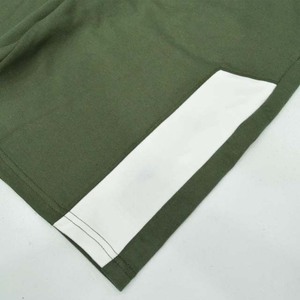 Men's Olive Green Solid Color Cotton Shorts With Drawstring <b>Elastic</b> Waist Casual Knitted Side Stripe Design - Product Image 3