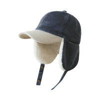 Gorro de Béisbol de Pana con Orejeras de Piel para Invierno, Personalizable, Grueso, Estilo Deportivo Urbano, Gorro de Cazador de Lana Lisa