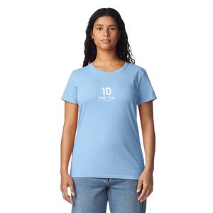 Camiseta de Mujer, Azul Claro, Algodón Suave, Informal, Manga Corta, Cómoda, Básica, Ropa de Moda, Venta al Por Mayor Personalizada - Product Image 2