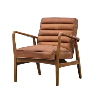 Fauteuil lounge élégant d'inspiration vintage avec assise rembourrée ergonomique et accents en bois finis à la main - Product Image 1