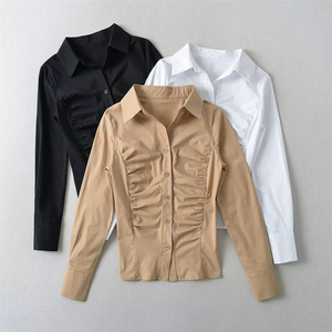 เสื้อเชิ้ตแฟชั่นฤดูร้อนแบบใหม่ จีบระบาย สไตล์ลำลอง วินเทจ แขนยาว เสื้อผู้หญิง กระดุมติด ทรงเข้ารูป เสื้อผู้หญิงเก๋ไก๋ - Product Image 6