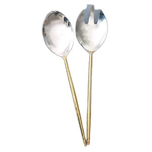 Cuchara de acero inoxidable con mango dorado y acabado pulido espejo, ideal para bodas, cenas y servicio en la mesa de cocina, procedente de la India. - Product Image 1