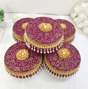 Handmade Brocade Silk Laddu <b>Box</b> Stainless Steel Mithai <b>Box</b> Wedding Return Gift Shagun <b>Box</b> Decorative <b>Sweet</b> Container 250g 500g - Product Image 2