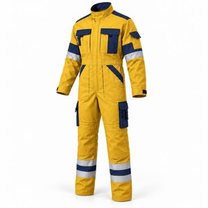 Combinaison de travail réfléchissante couleur personnalisée, haute visibilité, manches longues, poches cargo bicolores, uniforme d'usine, bandes réfléchissantes argentées sur les bras et les jambes - Product Image 2