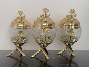 Modern Luxury <b>Glass</b> Spice Jars with Gold Leaf Design Airtight Metal Lids Stackable Kitchen <b>Storage</b> <b>Containers</b> - Product Image 6