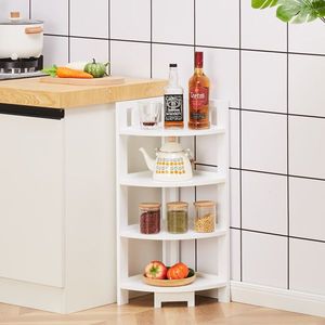 4-Tier <b>Corner</b> Shelf Wood Storage Stand with Multipurpose Cor for Small Home Office or Bathroom Kitchen Storage <b>Unit</b> - Product Image 1