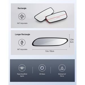 5\" Wide Horizontal Viewing Angle <b>Car</b> Blind Spot <b>Mirror</b> with up and Down Adjustment Adhesive Side <b>Mirror</b> Can - Product Image 2