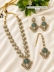 Ensemble de bijoux pour femmes Peacock, plaqué or rose, collier, boucles d'oreilles, bague, cristal CZ, accessoires de mode pour fiançailles, mariage, fête - Product Image 2