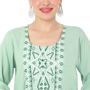 ROBE MAXI COURTE IMPRIMÉE CAFTAN FEMME DÉCONTRACTÉE ÉLÉGANTE FORMÉE ARABE JALABIYA TENDANCE ROBE CAFTAN COUPE SLIM - Product Image 6