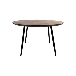 Mesa de Comedor Redonda de Madera Maciza para Restaurante Comercial, con Patas de Metal Negro, Diseño Moderno de Mediados de Siglo, Muebles de Comedor - Product Image 3